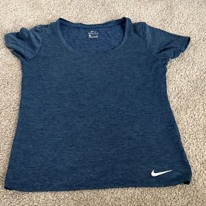 Nike Heathered Navy Tee with White Swoosh